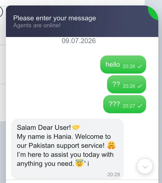 Cryptorino live chat conversation with a customer support agent on mobile