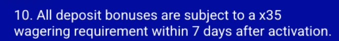 PariPesa bonus terms stating x35 wagering on deposit bonuses within 7 days